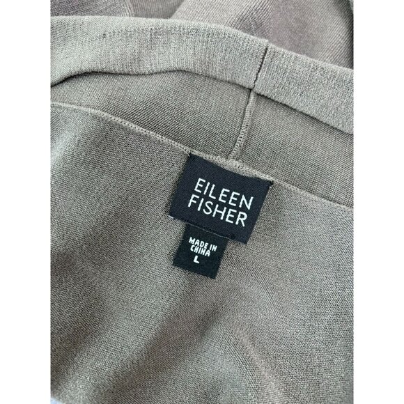 Eileen‎ Fisher women's large grey brown open front cardigan silk blend stretch - Picture 7 of 7
